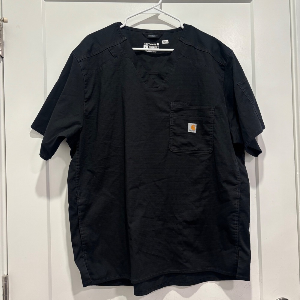 Carhartt Rugged Flex Modern Fit V-Neck Scrub Top Black XL Ripstop Stretch
